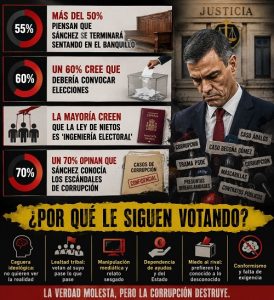 ¿POR QUÉ TANTOS ESPAÑOLES CONSIDERAN A SÁNCHEZ RESPONSABLE DE LA CORRUPCIÓN PERO LE SIGUEN VOTANDO?