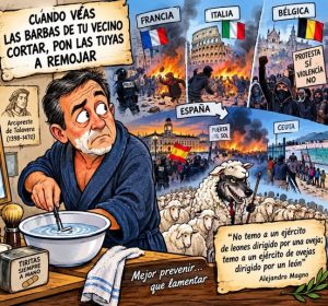 CUANDO VEAS LAS BARBAS DE TU VECINO CORTAR, PON LAS TUYAS A REMOJAR